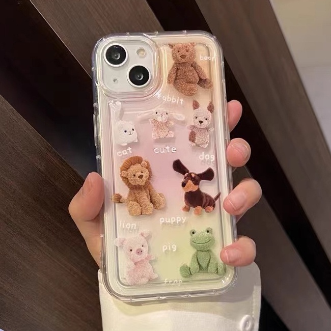 IPHONE Casing Ponsel Lembut Lucu Kompatibel Untuk Iphone14 13 11 12 Pro XS Max X Xr7 +8 Plus Casing Transparan TPU Silikon Shockproof Cover