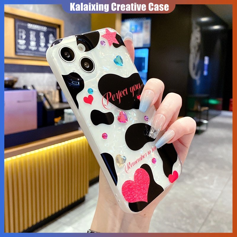 Casing Cangkang Bersinar Untuk Samsung S21 S22 S23 Plus Ultra Z Flip3 Z Flip4 Soft Case Dengan Motif Sapi Dan Soft Case Motif Love