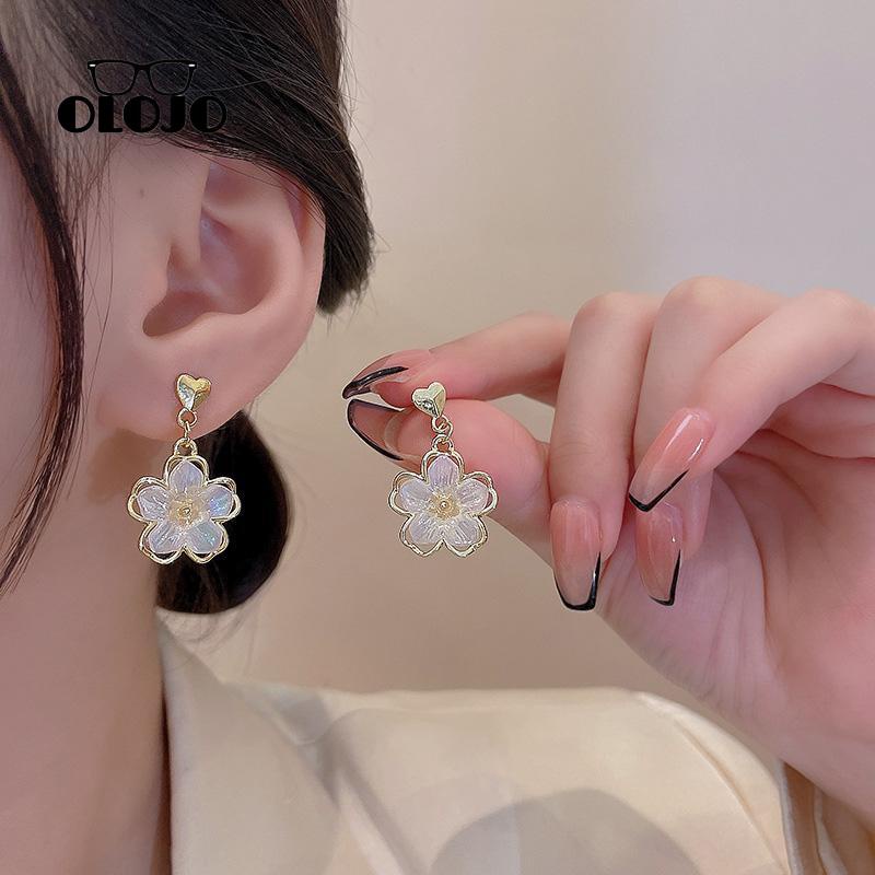 【COD】Anting Stud Kristal Mutiara Bentuk Bunga Gaya Untuk Wanita