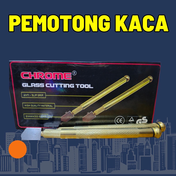 PEMOTONG KACA KERAMIK KUNINGAN ROLLING CUTTER GLASS CUTTER CHROME CPT