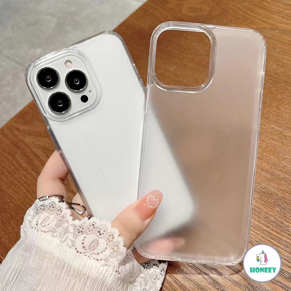 IPHONE Casing Slim Tembus Matte Frosted Mewah Untuk Iphone14 Pro 13 12 11 14 Pro Max Hard PC Shockproof Clear Phone Cover Bumper