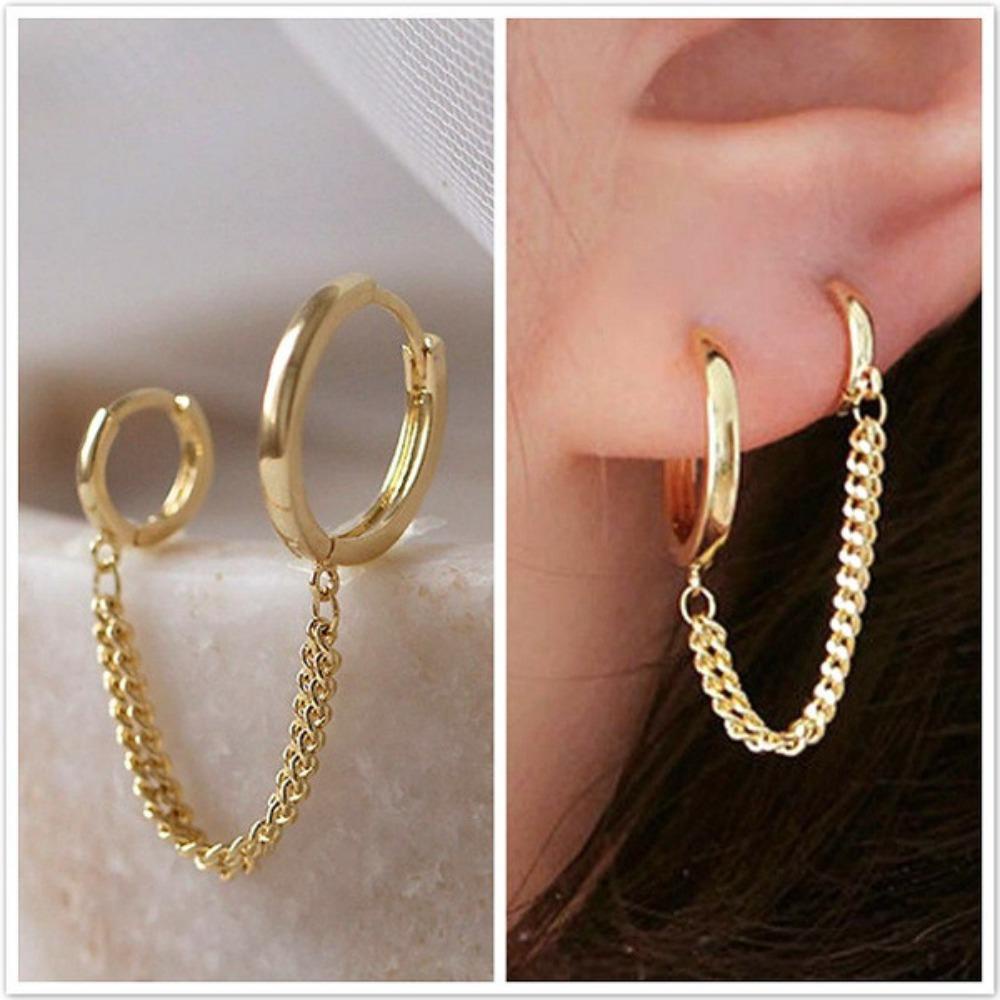 Nanas 6pcs Anting Rantai Wanita Briliant Dua Lubang Zircon