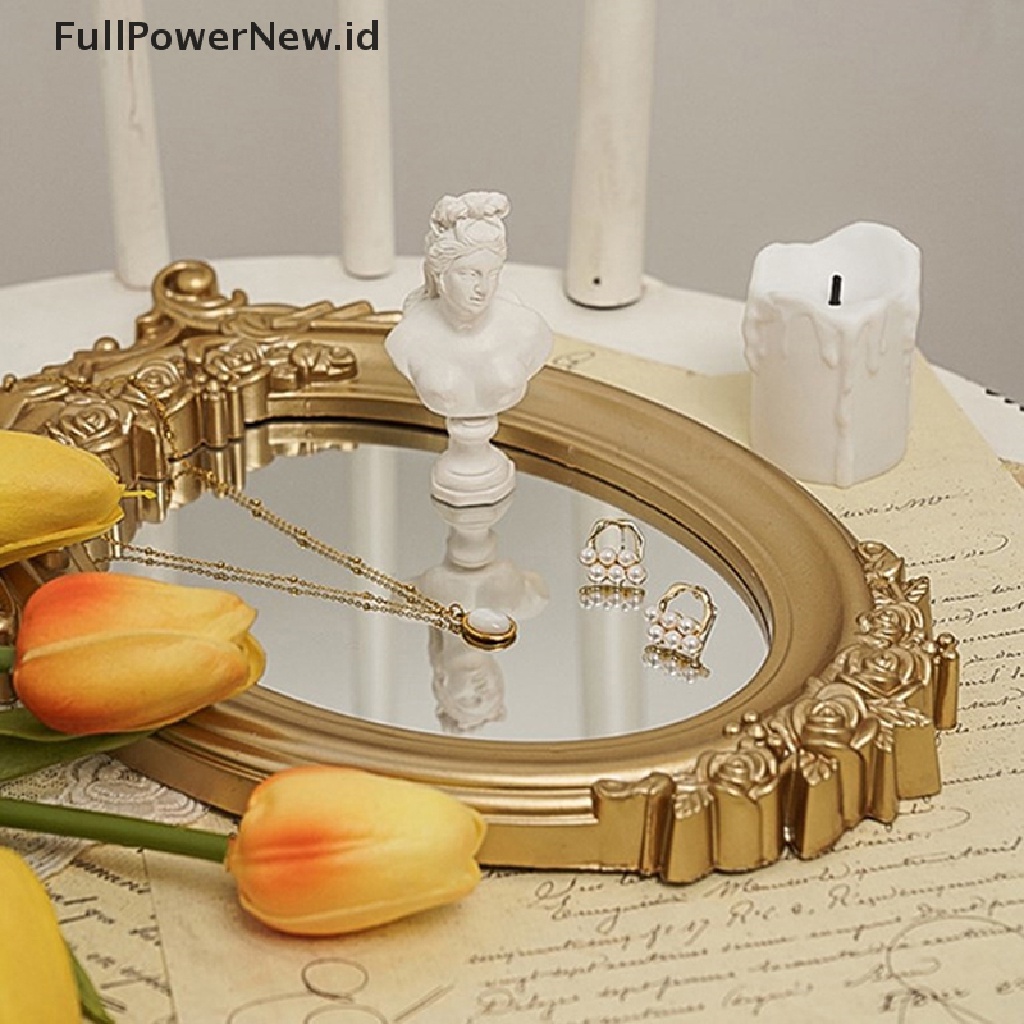 Power 1Pc Cermin Dinding Vintage Gantung Hias Retro Dekorasi Rumah Meja Oval Mirror ID