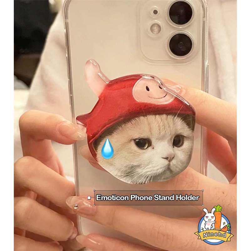 Kartun Lucu 3D Airbag Handphone Stand Phone Holder Transparan Akrilik Teleskopik Adjustable Handphone Grip Stand Holder Bracket Phone Ring Gadget Stand Untuk Semua Case Ponsel