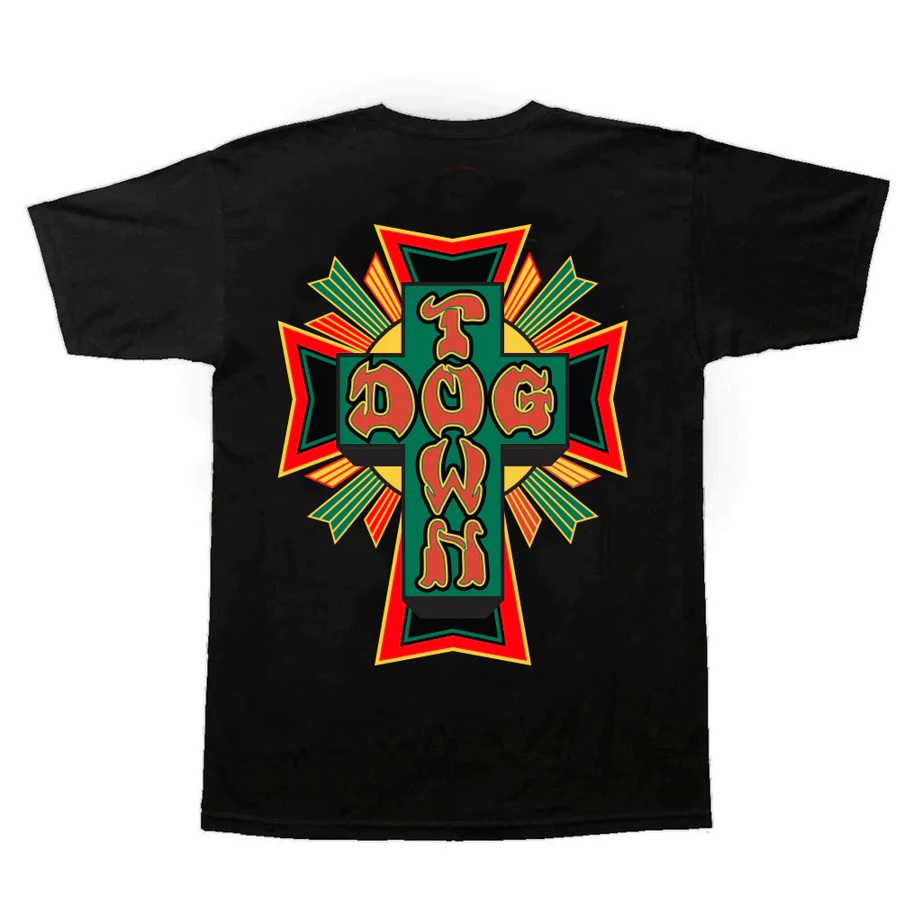 Dogtown Cross Logo Rasta Black Tee