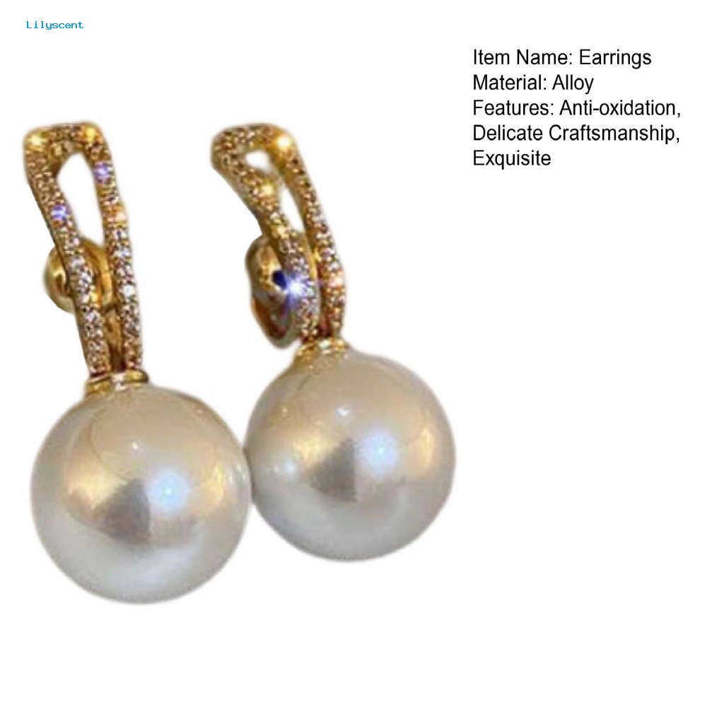 Lilyscent 1pasang Ultra-Ringan Wanita Anting Perhiasan Aksesori Imitasi Imitasi Pearl Stud Earrings Tahan Aus