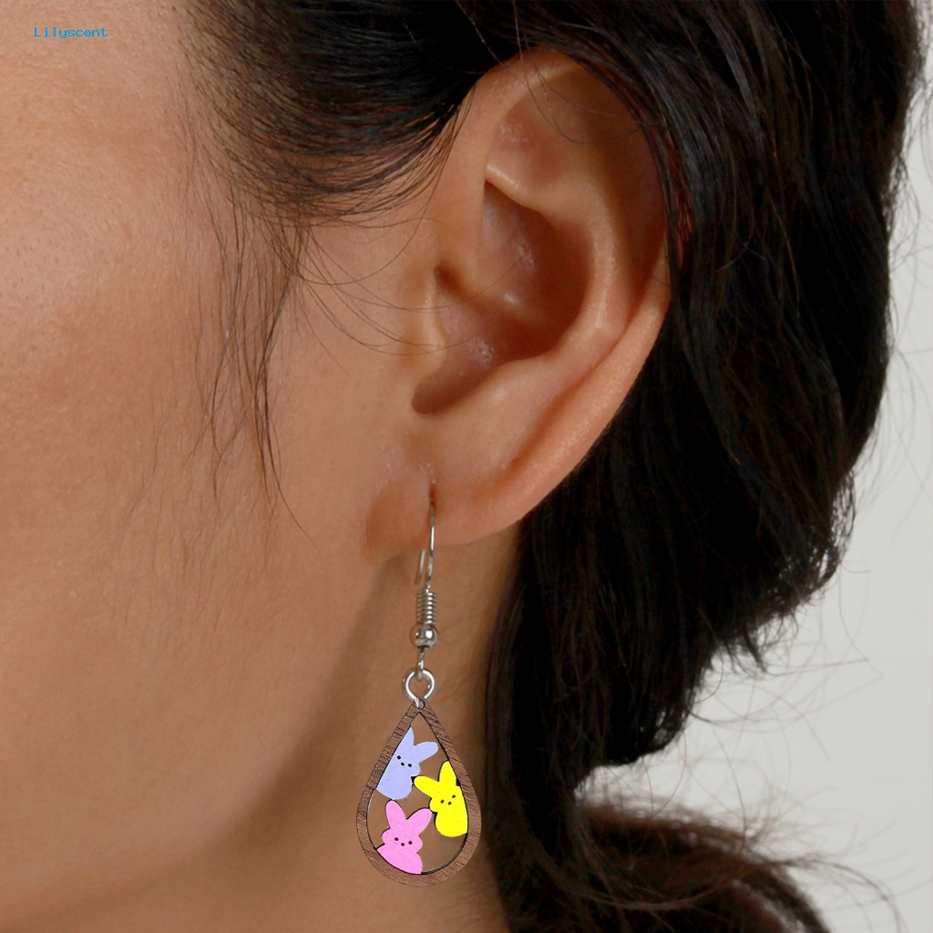 Lilyscent 1pasang Anting Wanita Anti Luntur Untuk Paskah Likeable Bunny Rabbit Hook Earrings Nyaman Dipakai