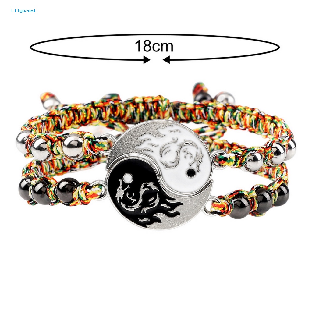 Lilyscent 1pasang Nyaman Memakai Manik-Manik Gelang Hadiah Hari Valentine Gelang Perhiasan Pesta Club Memakai Tali Nilon