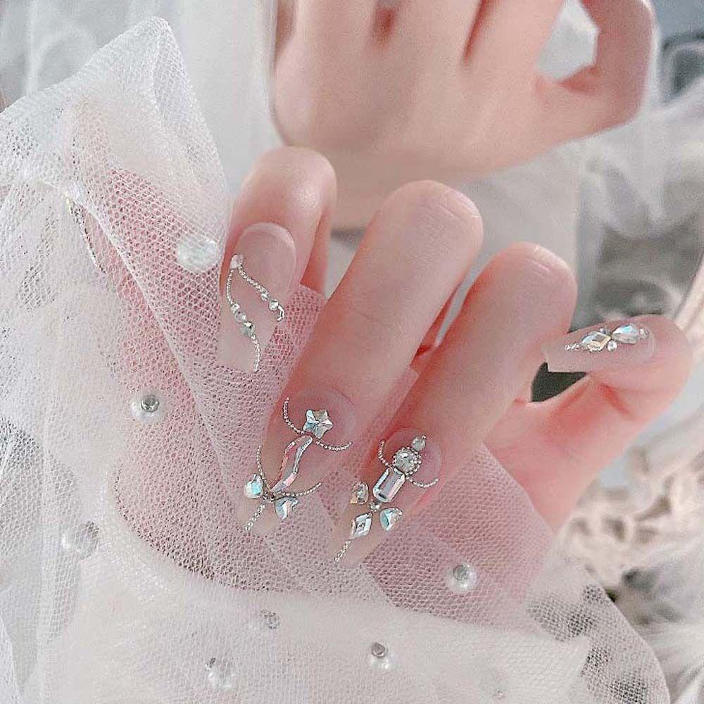 Agustina Kuku Berlian Imitasi Pesona Kuku Mode Bulan Bintang Manikur Aksesoris Diprofilkan Bor 3D Nail Art Drills