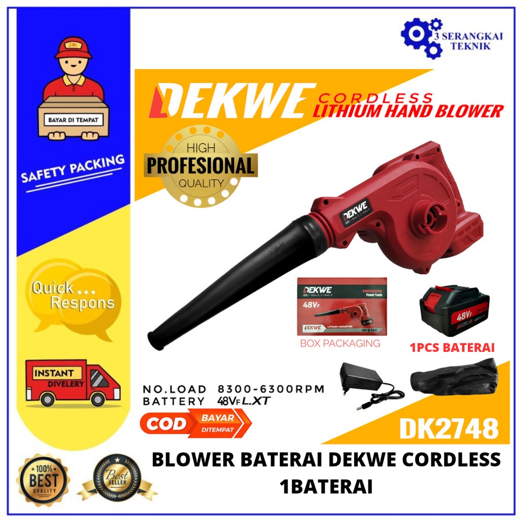 Cordless Mesin Hand Blower DEKWE Kipas Vacum Sapu Angin Debu Portable