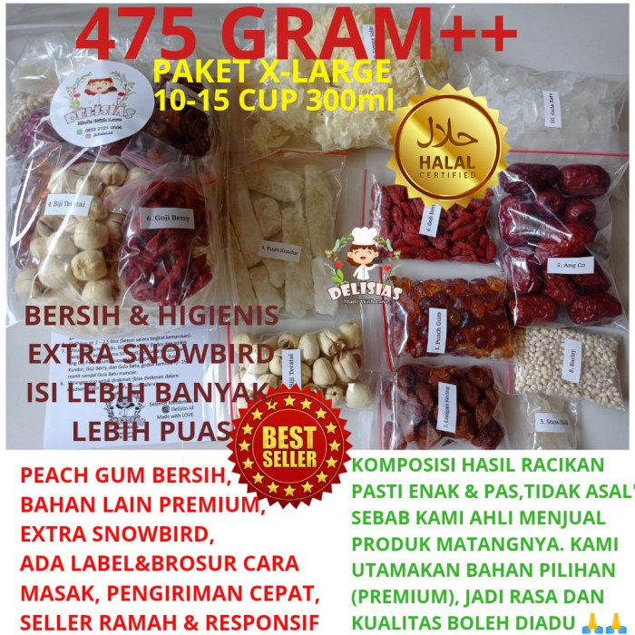

Peach Gum Dessert Lengkap Isi Komplit dan Banyak 430g