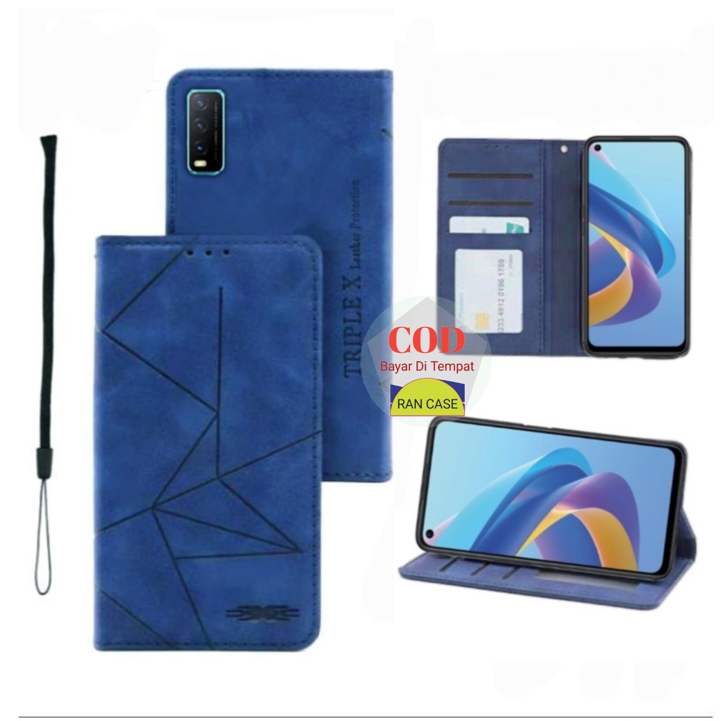 VIVO Y12S Vivo V2026 CASE SARUNG HP DOMPET KULIT FLIP COVER MAGNET TANPA KANCING,KESING BUKA TUTUP