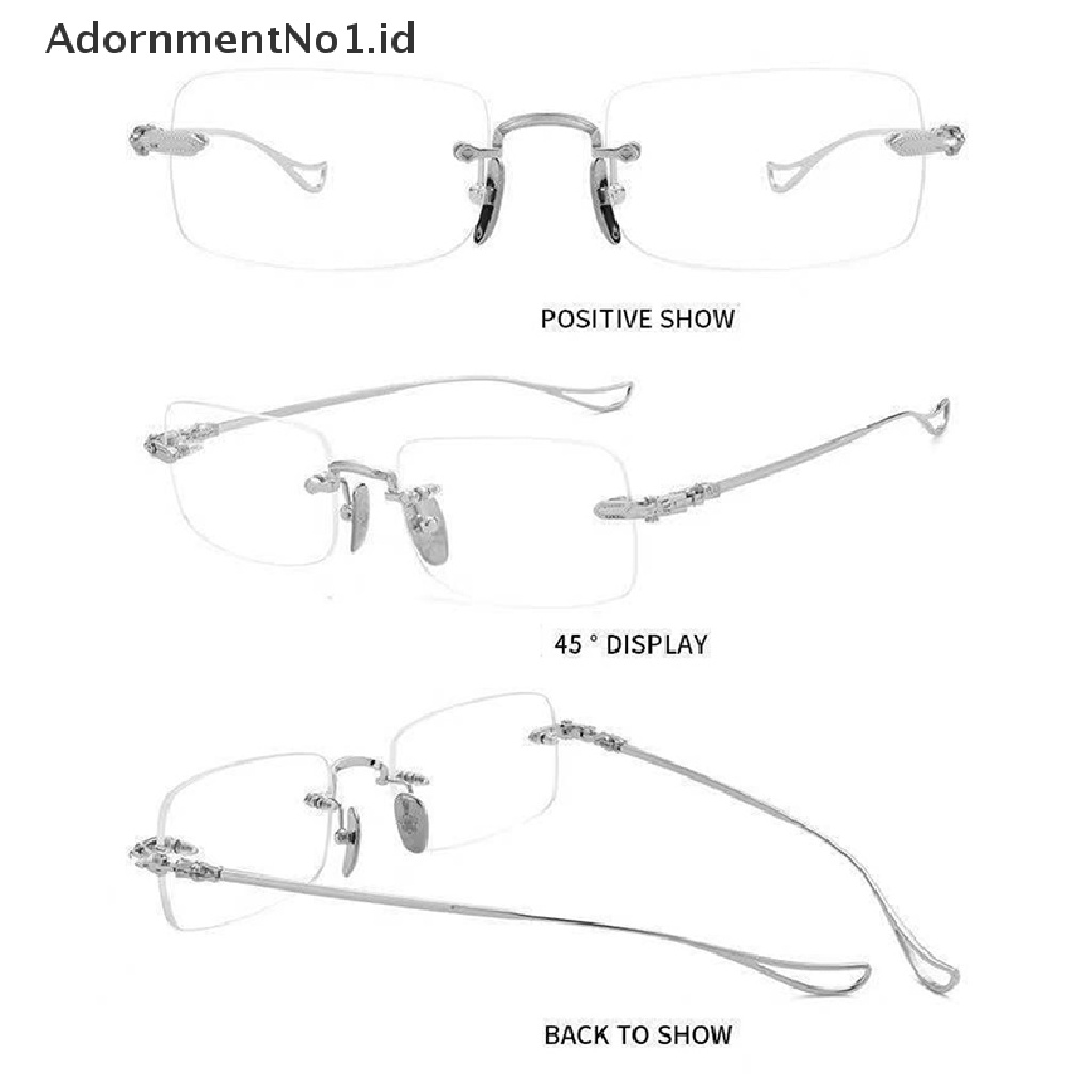 [AdornmentNo1] Kacamata Baca Pria Presbyopia Goggles Wanita Vintage Rimless Eyewear Diopter+1.0 1.5 2.0 2.5 3.0 3.5 4.0 [ID]