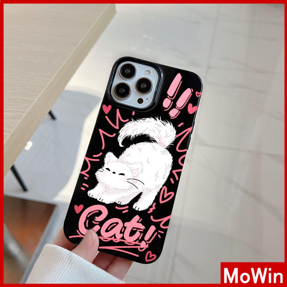 For iPhone 14 Pro Max iPhone Case Black Glossy TPU Soft Case Shockproof Protection Camera Cute Cat Compatible with iPhone 13 Pro max 12 Pro Max 11 xr xs max 7Plus 8Plus