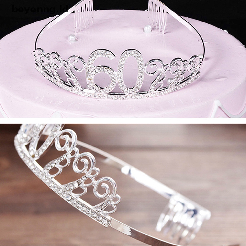 Beyen Wanita 10-60 Ulang Tahun Ratu Pesta Kristal Mahkota Tiara Headband Rambut Band ID