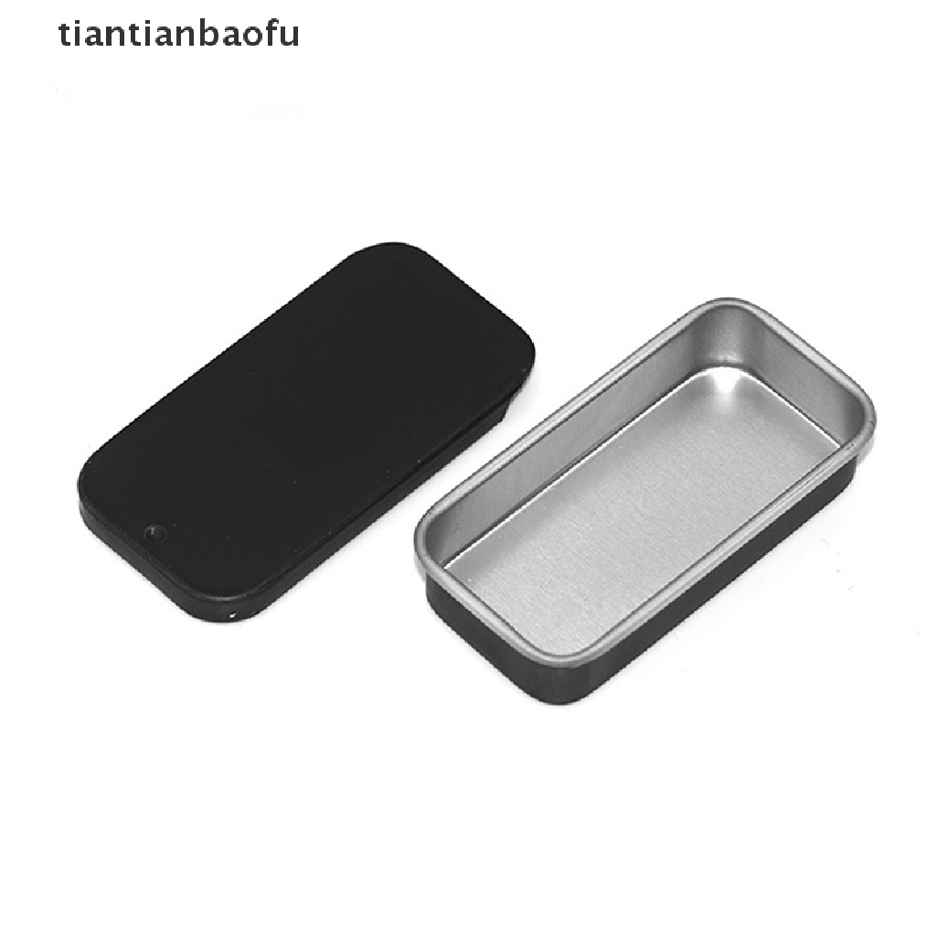 [tiantianbaofu] Kotak Kaleng Mini Kosong Persegi Panjang Metal Tinplate Push Candy Pill Cases Kotak Penyimpanan Butik