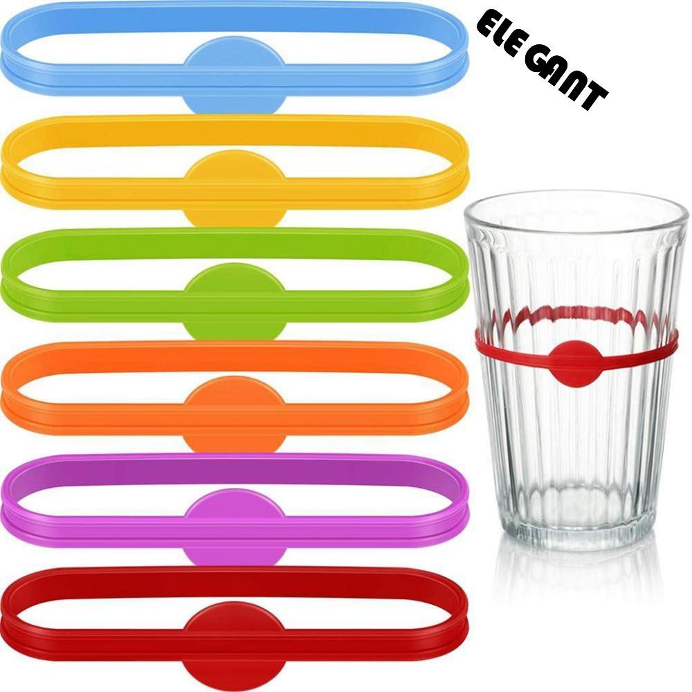 [Elegan] Drinking Tag 6warna Penanda Minuman Silikon Food Grade Yang Dipersonalisasi Goblet Strip Bar Alat Pesona Anggur