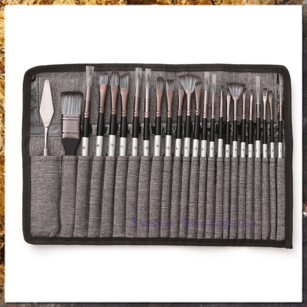 

24 Kuas Lukis Cat Air Minyak Nyaman Tak mudah rontok Nylon Paint Brush