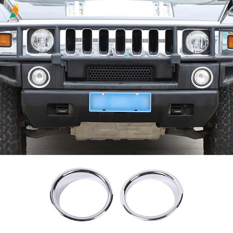 2pcs Lampu Kabut Depan Mobil Lis Lampu Rings Cover Dekorasi Aksesoris Silver Untuk Hummer H2 2003-2009