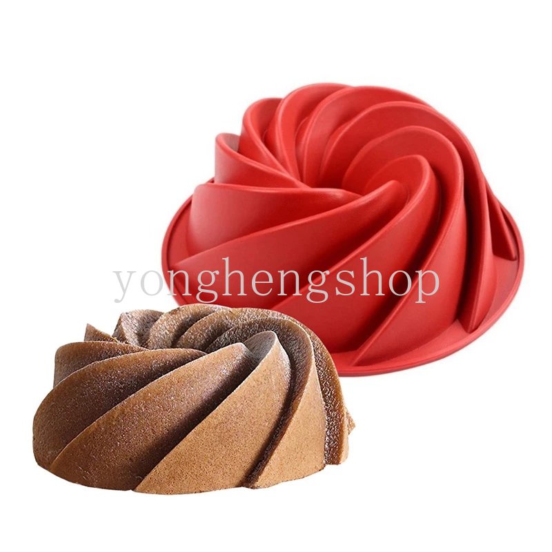 3d Bulat Spiral Berbentuk Silikon Cetakan Kue Reusable Bakeware Cetakan Nonstick Cake Pan DIY Roti Mousse Pie Bakery Baking Tools