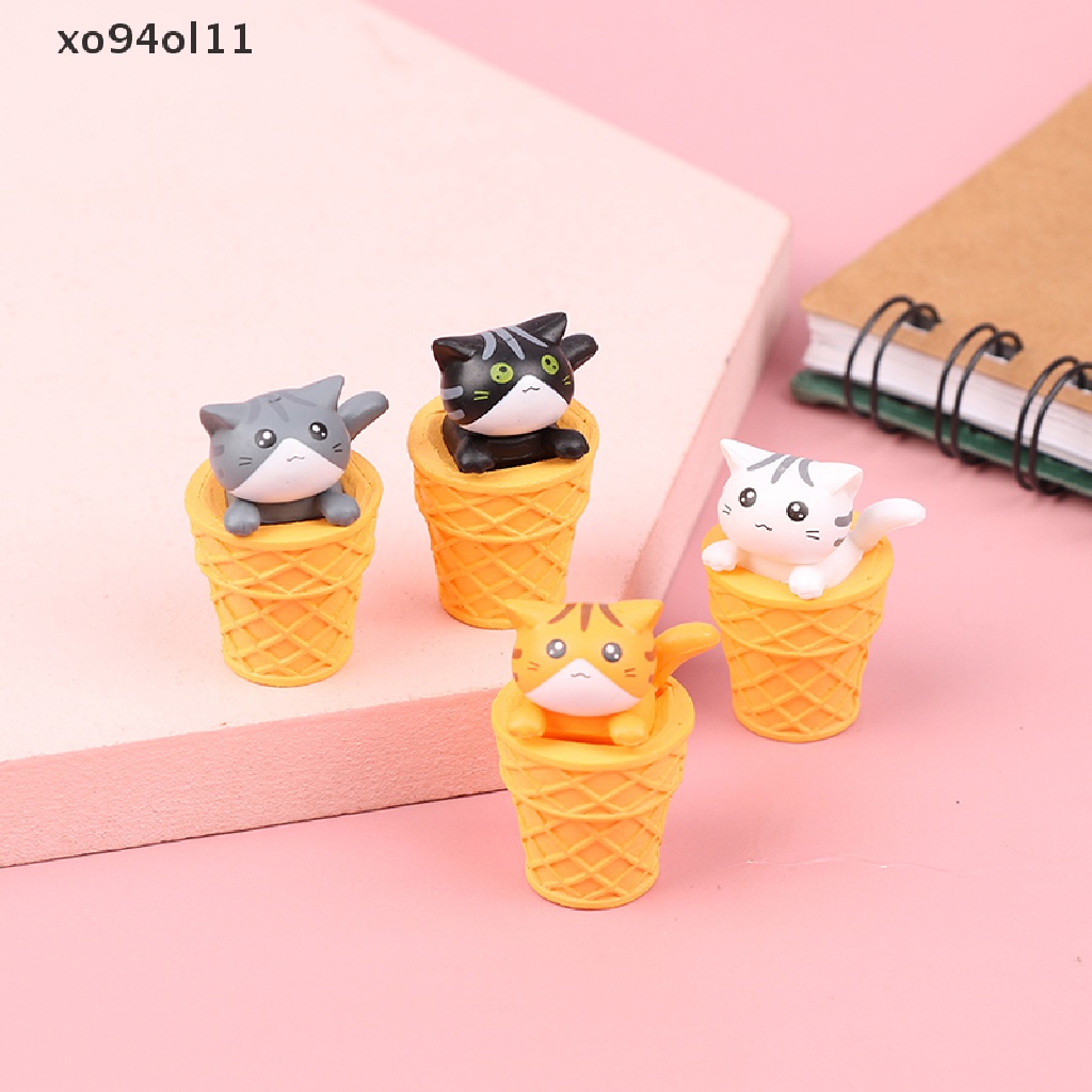 Xo Gourmet Ice Cream Cat Kitten Mikro Landscape Berkebun Boneka Desktop Ornamen OL