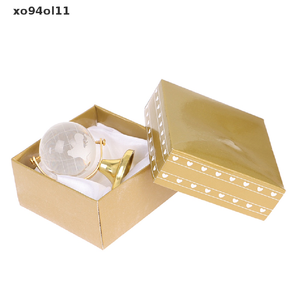 Xo Gold Stand Crystal World Globe Perlengkapan Rumah Tangga Brithday Gift Dengan Kotak Hias OL