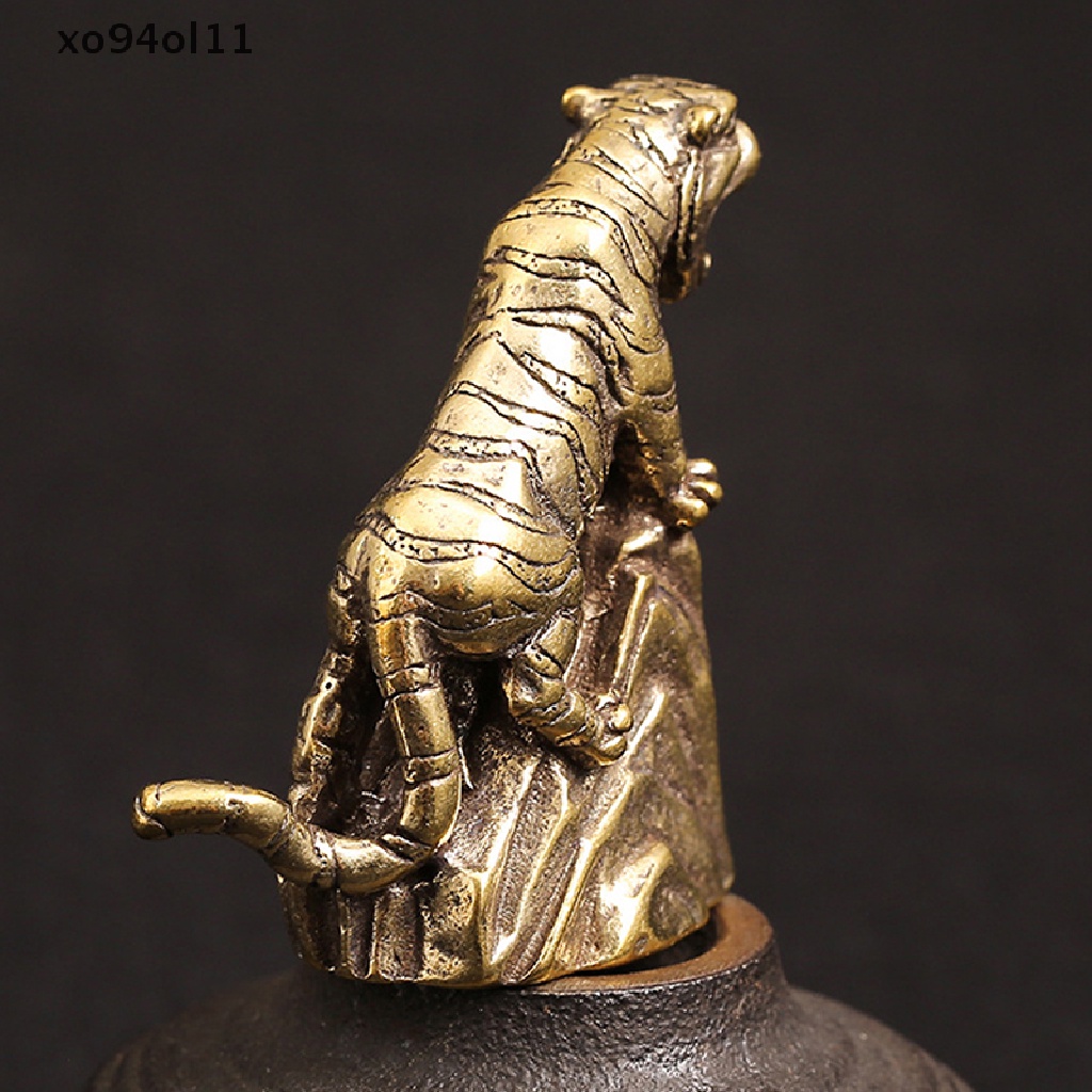 Xo Tiger Casg Animal Figurine Metal Retro Patung Dekorasi Desktop Hadiah OL