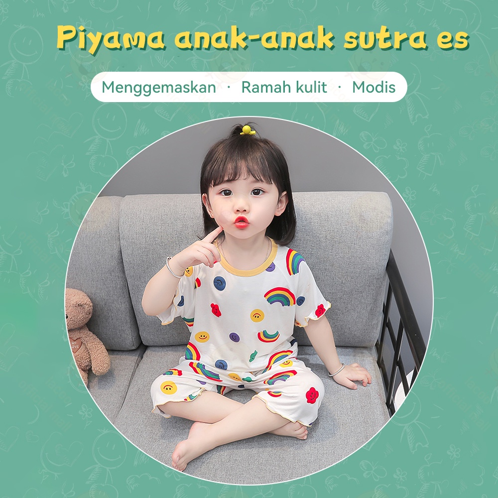 Lacoo Baju tidur bayi anak es sutra Piyama lucu anak perempuan Baju tidur pakaian anak set