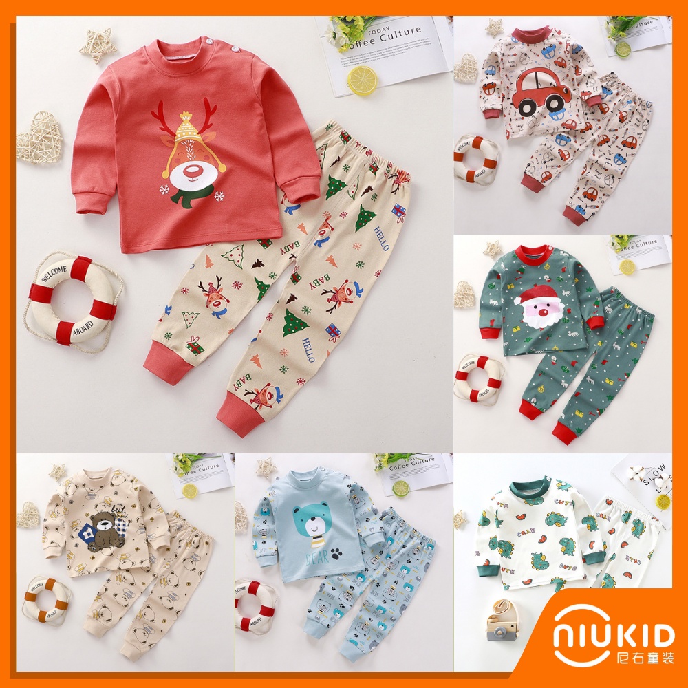 NIUKID BAJU TIDUR ANAK SETELAN PIYAMA BAYI SET LENGAN PANJANG BAHAN LEMBUT PIYAMA #B176-#B182