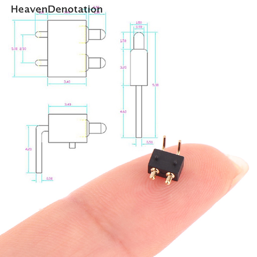 [HeavenDenotation] 5pcs Spring Loaded Konektor Pogo Pin 2tiang 2.5 Grid Male Sudut Kanan Target Kontak Wajah Cekung Melalui Lubang Pogopin Probe PCB HDV