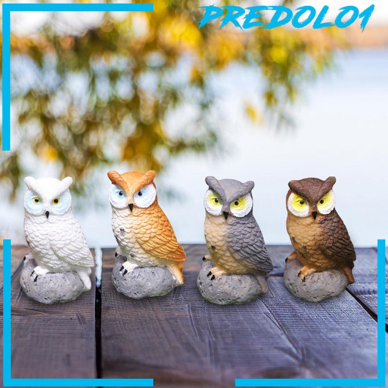 [Predolo1] 4pcs Hiasan Taman Pemandangan Burung Hantu Untuk Kerajinan Bonsai Home Decor Pot Tanaman