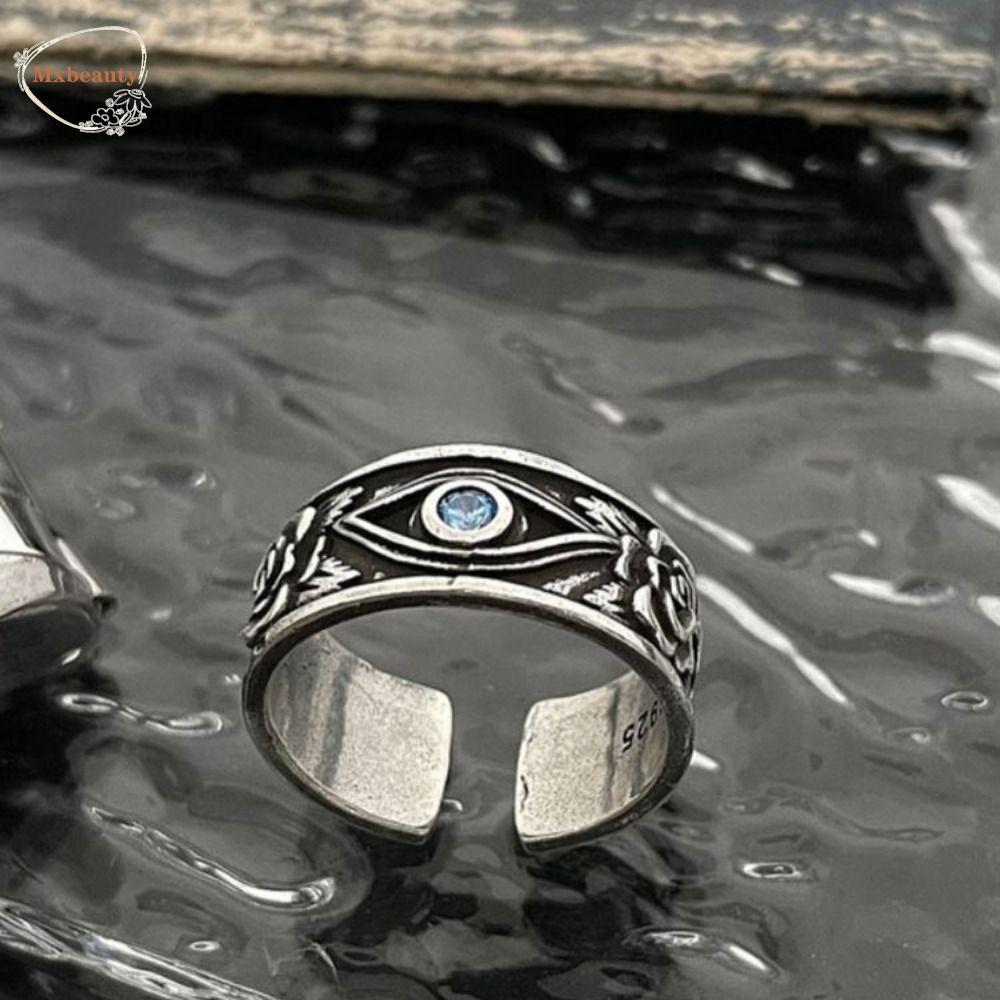 Mxbeauty Pria Paduan Cincin Vintage Hip Hop Trendi Segitiga Jari Aksesoris Mata Dewa Perak Punk Ring