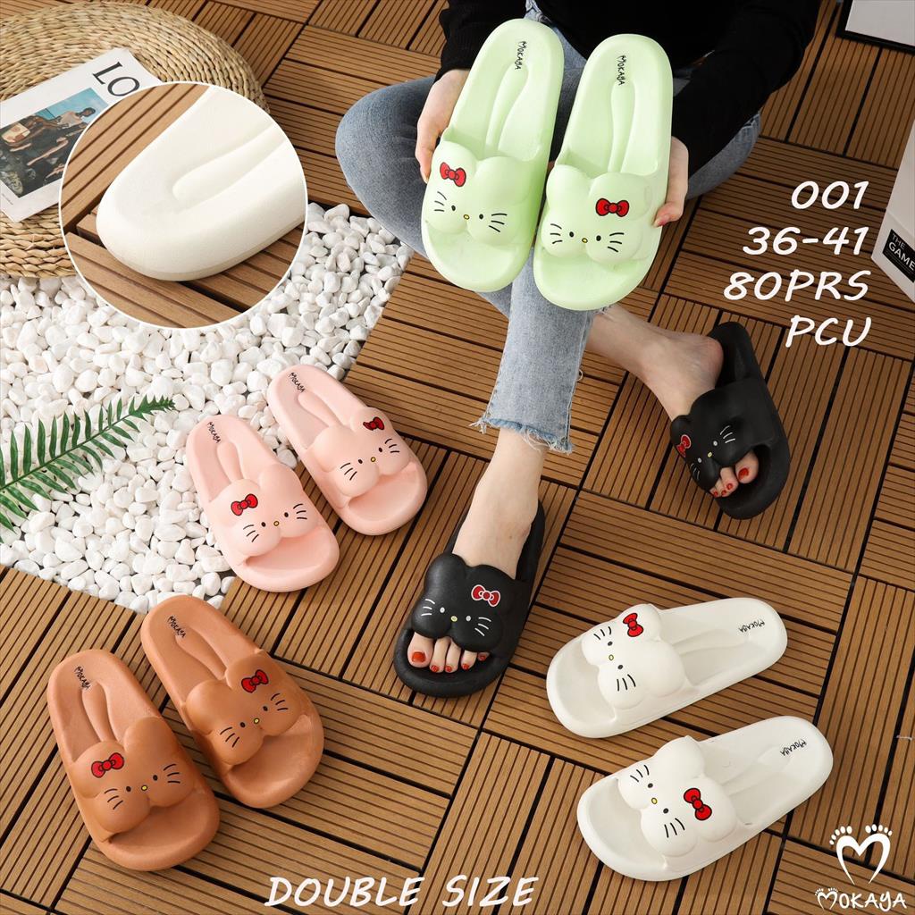 Sandal Slop / Slip On Jelly Wanita Motif Hello Kitty Cutie Super Tebal Empuk Lucu Kekinian  Import Mokaya / Size 36-41 (001)