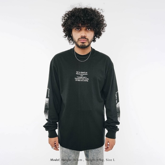 UNKL347 Kaos Pria Lengan Panjang Hitam Bahan Combed HC WELT LS