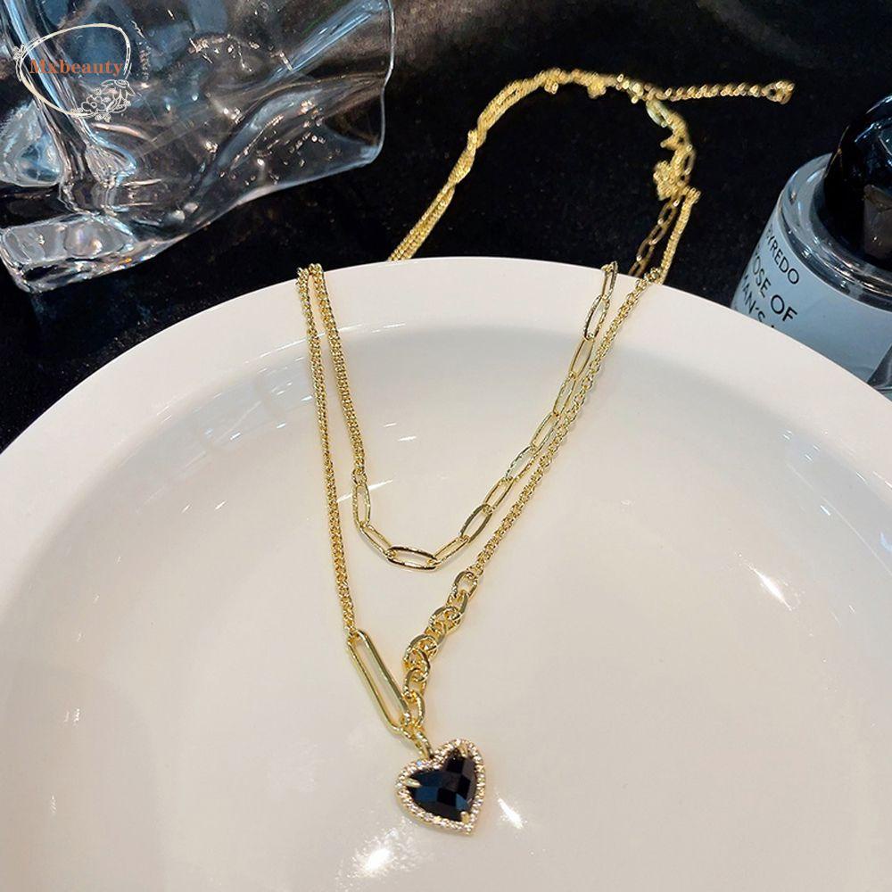 Mxbeauty Kalung Choker Rantai Bahan Metal Hias Zircon Untuk Wanita