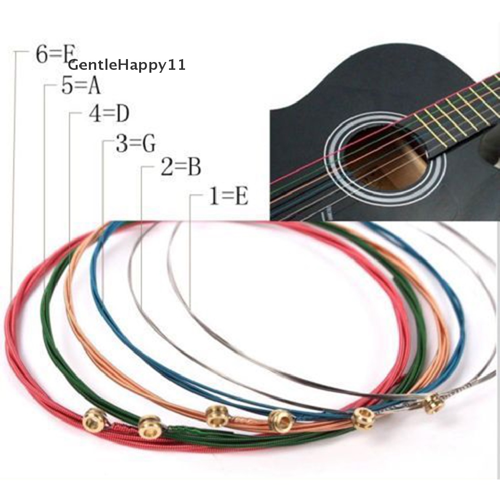 Gentlehappy Satu Set 6pcs String Warna Warna-Warni Hujan Untuk Aksesori Gitar Akustik id