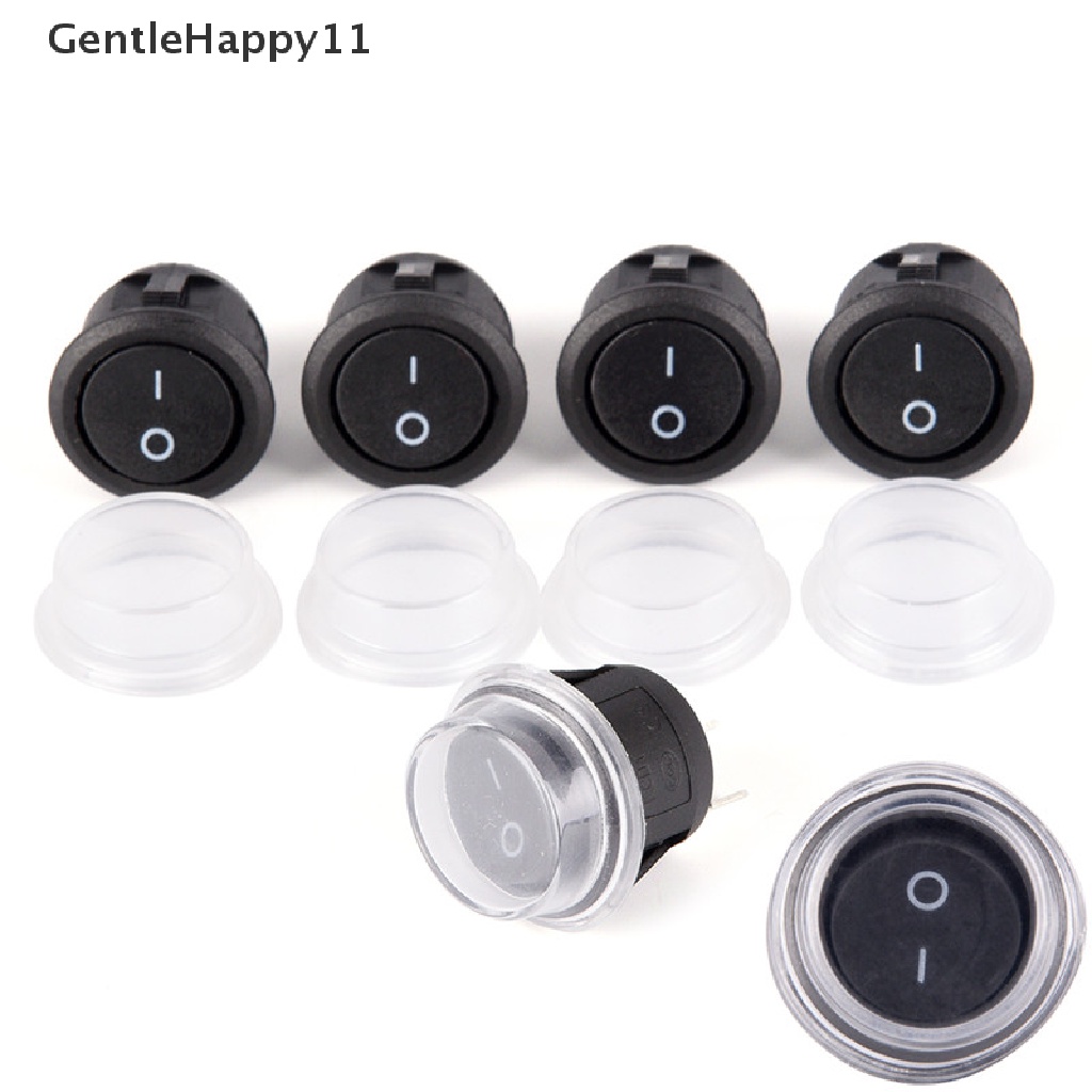 Gentlehappy 1Pc 2-PIN ON-OFF SPST Bulat Dot Mobil Auto Rocker Toggle Switch+Cover Anti Air id