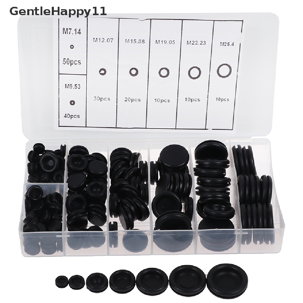 Gentlehappy 170Pcs Closed Seal Ring Karet Mobil Grommet Lubang Plug Kawat Listrik Gasket Kit id