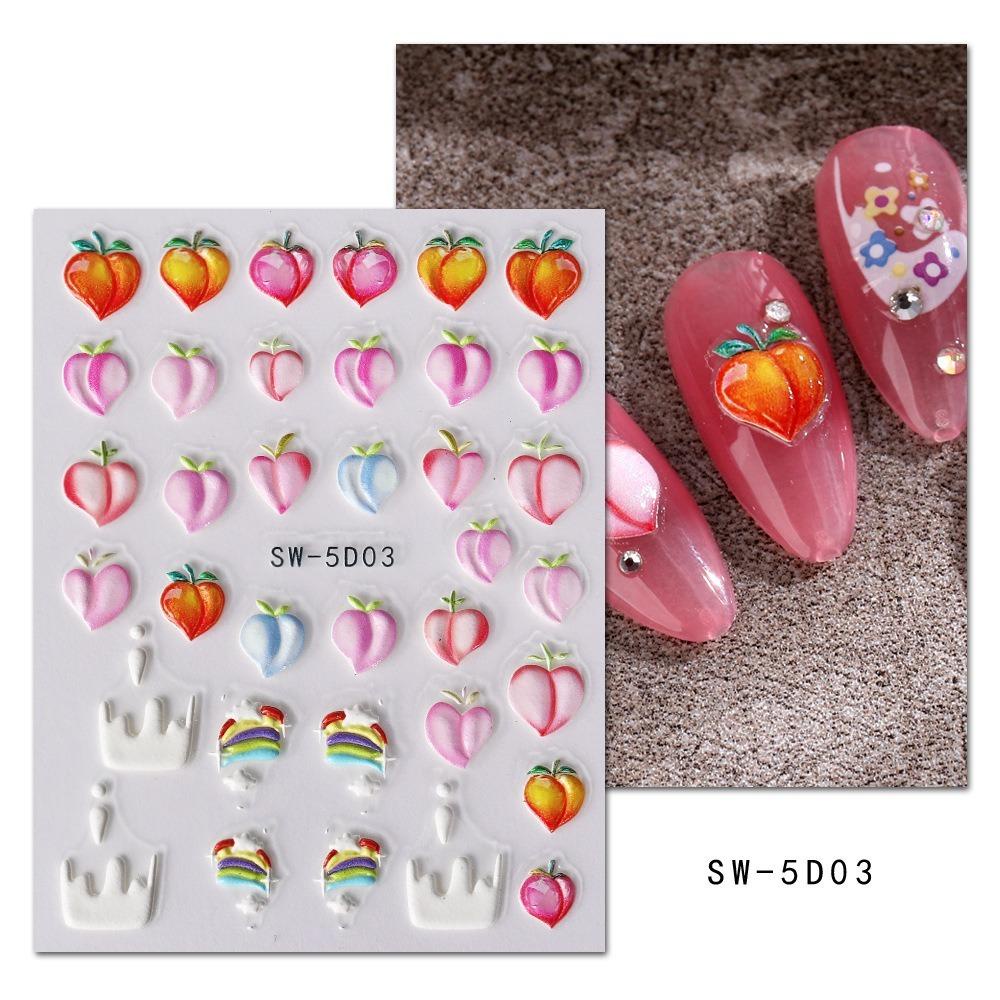 Needway Stiker Kuku Buah Fashion Jepang Daun Strawberry Lemon Self Adhesive Nail Dekorasi