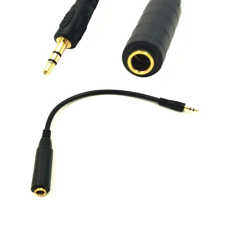 Cre Universal 6.35mm Ke 3.5mm Mono/Stereo Headphone Gitar Extension Cable Cord Kabel 1/4inch Female Ke 1/8inch Male