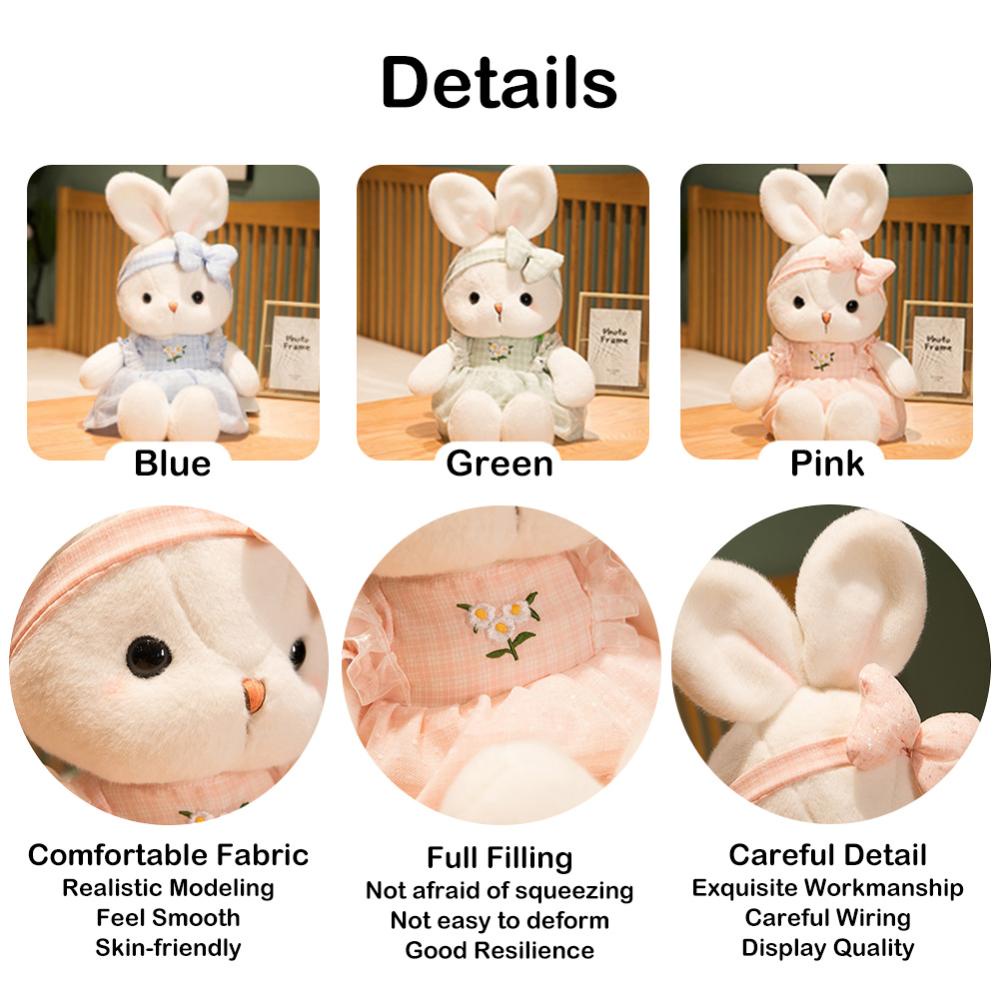 Timekey 40 cm Kelinci Lucu Mainan Mewah Dengan Simpul Busur Rambut Band Telinga Panjang Boneka Lembut Bunny Doll Tidur Mainan Anak Perempuan Anak Bayi Plush Animal Toy N9S4