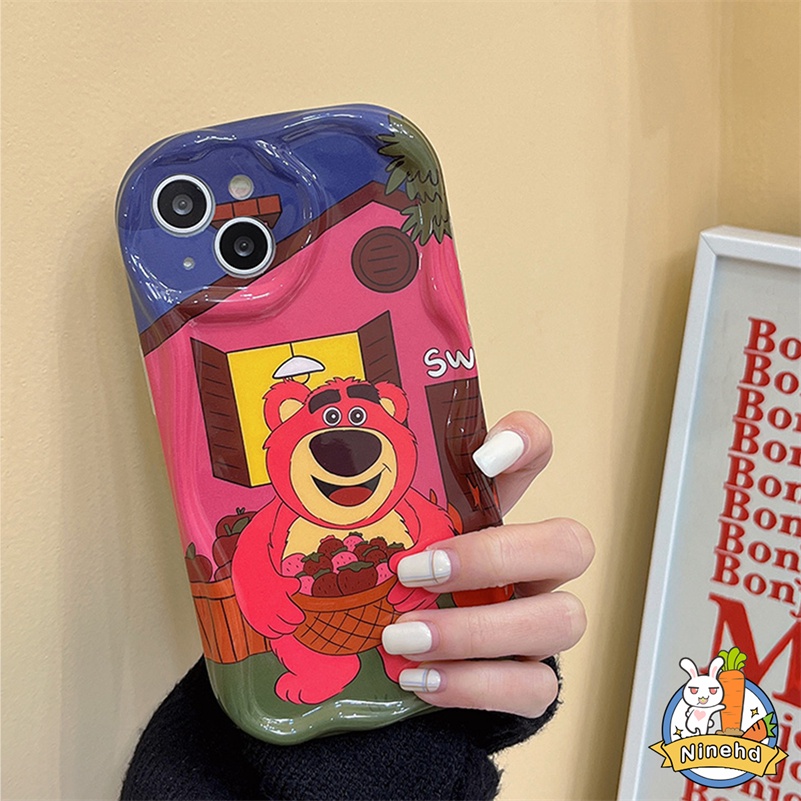 IPHONE Casing Kompatibel Untuk Iphone14 13 12 11 Pro Max X Xr Xs Max8 7 6 6s Plus SE 2020 Imut Strawberry Bear Kartun Ponsel Case Bumper Shockproof Silikon Soft Case Cover Pelindung