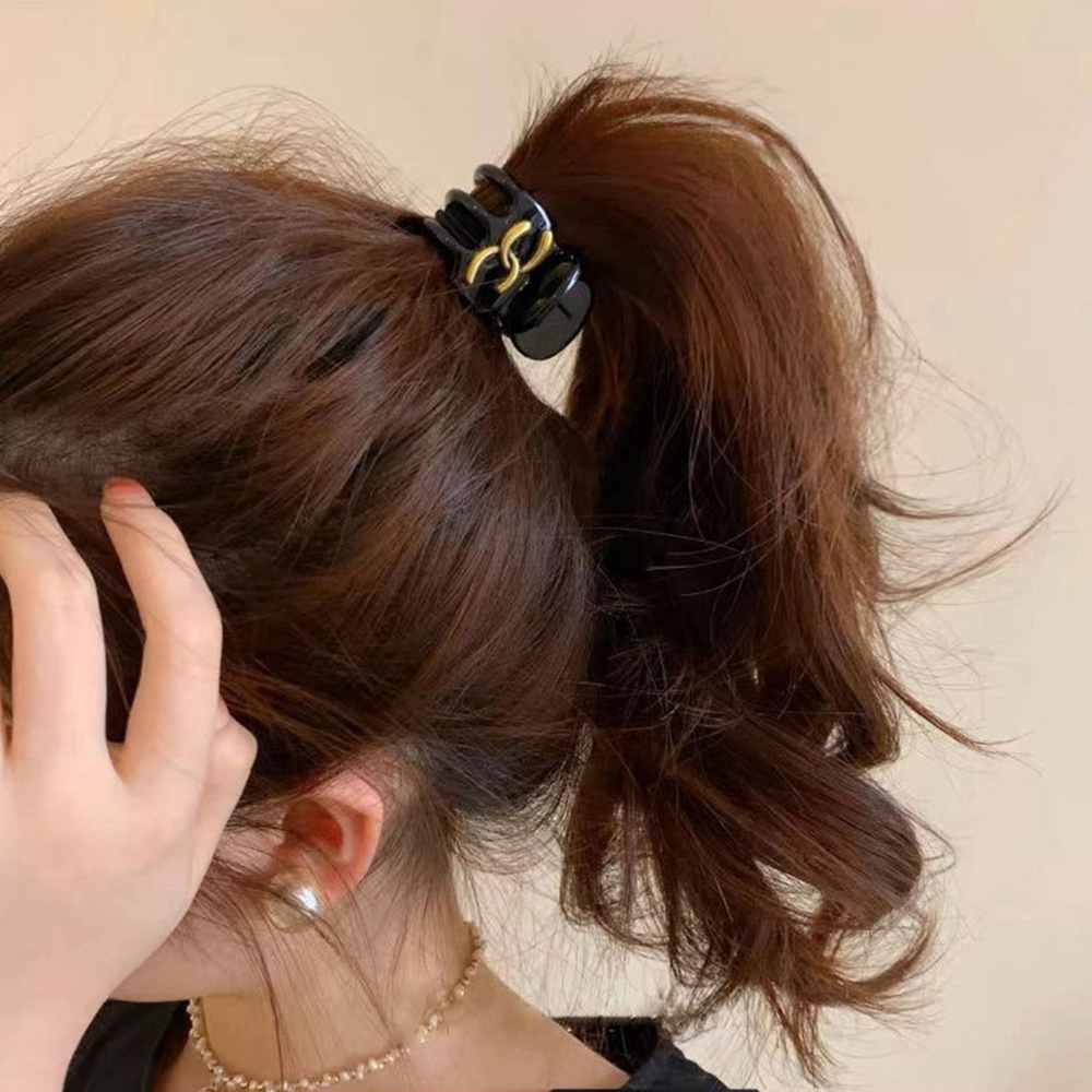 French Retro Hitam Fashion Hairclip Wanita Acrylic Claw Styling Tools Ponytail Holder Elegan Aksesoris Rambut