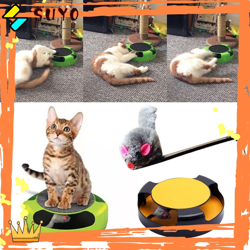 Suyo Scratcher Mainan Kucing Plastik Game Meja Putar Indoor Untuk Kucing Anak Kucing Menangkap Tikus Palsu