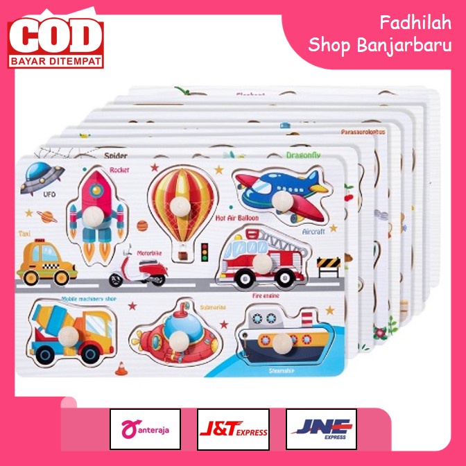 MAINAN ANAK PUZZLE KNOB KAYU JIGSAW KARAKTER LUCU WOODEN PUZZLE GAGANG KNOP KAYU MAINAN EDUKATIF EDUKASI BERGAMBAR | FADHILAH SHOP BJB