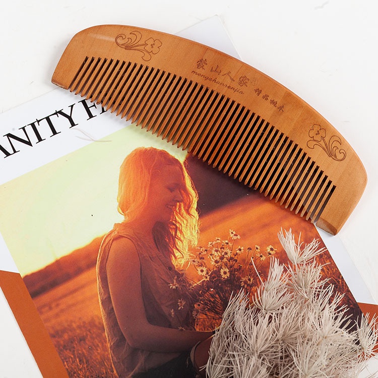 Peach Sisir Kayu Rumah Indoor Perawatan Pribadi Pijat Rambut Halus Wooden Comb Portable Sisir Outdoor