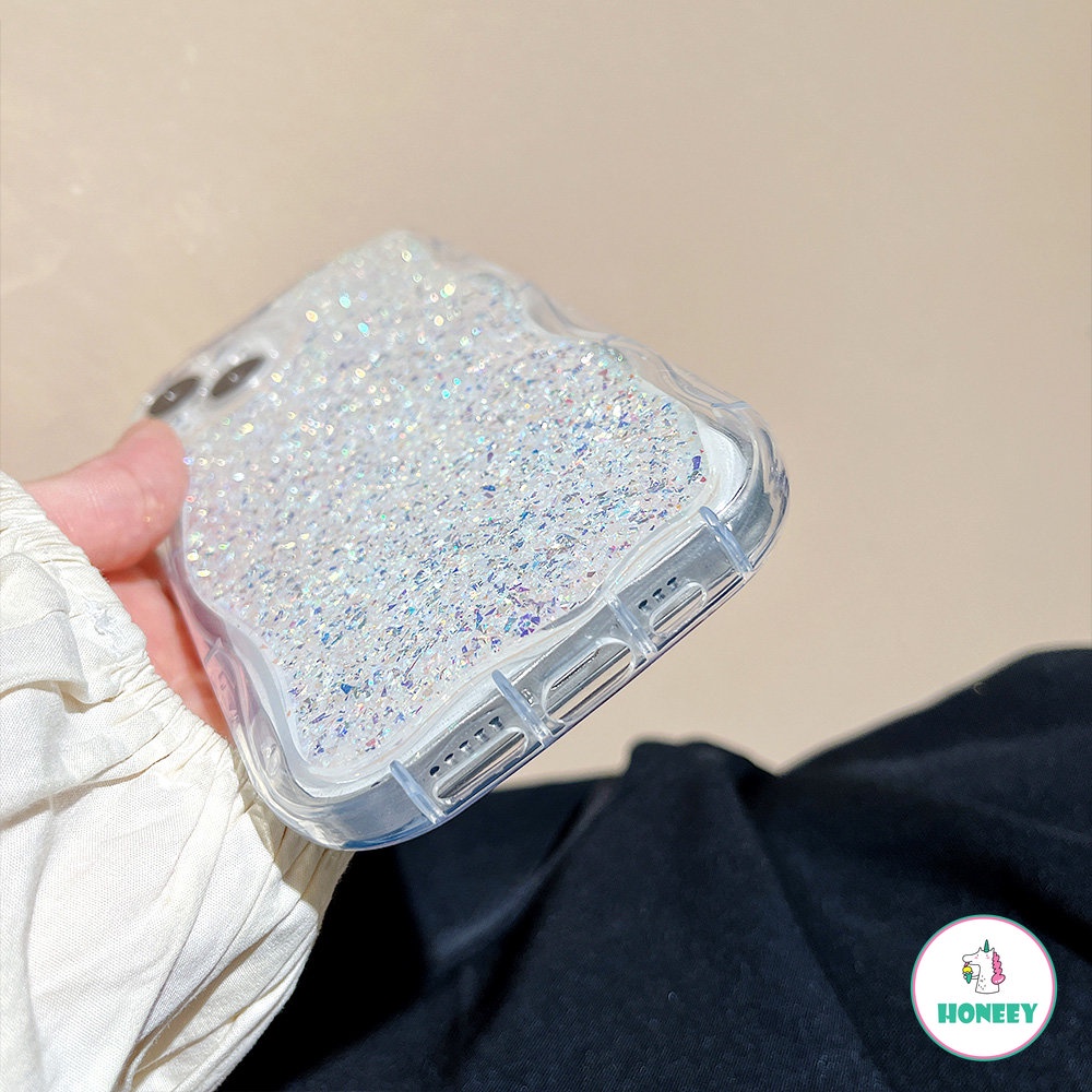 IPHONE Casing Ponsel Transparan Bling Glitter Mewah Untuk Iphone11 12 13 14 Pro Max 14plus X XR XS Max Drip Perekat Soft Cover