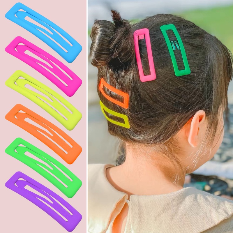 Gaya Korea Fashion Neon Frosted Warna Persegi Panjang Klip BB Wanita Gadis Anak Manis Lucu Poni Samping Jepit Rambut Aksesoris Rambut