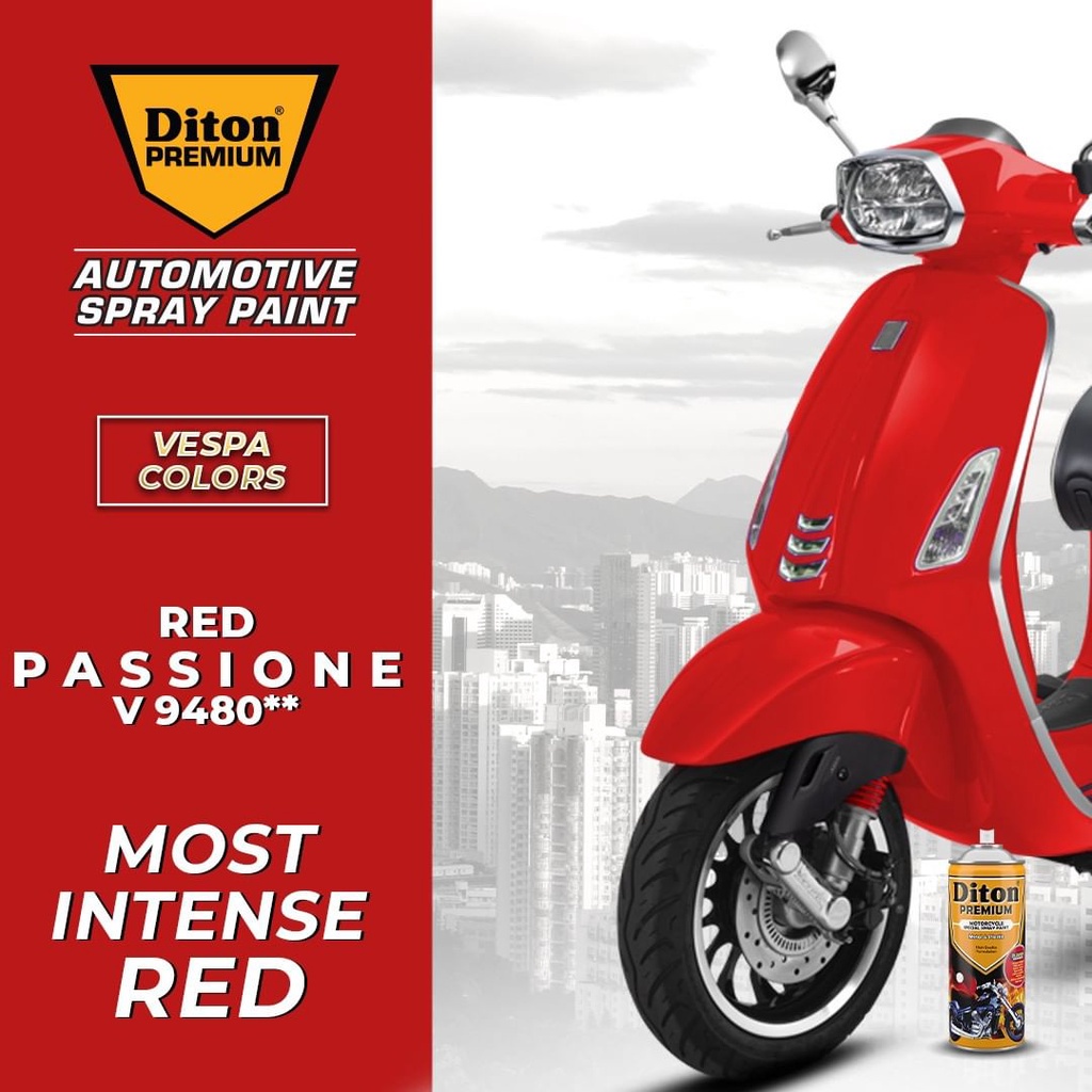 VESPA COLORS DITON Premium Pilok Pilox Cat Semprot Warna VESPA - V 9480** Red Passione (400cc)