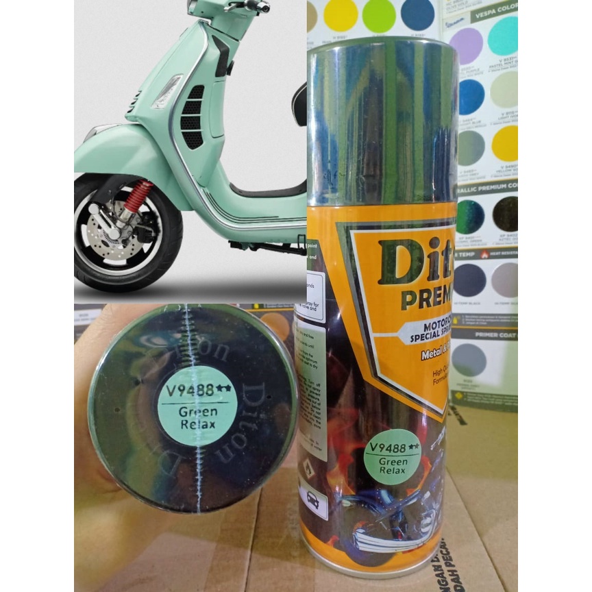 VESPA COLORS DITON Premium Pilok Pilox Cat Semprot Warna VESPA - V 9488** Green Relax (400cc)